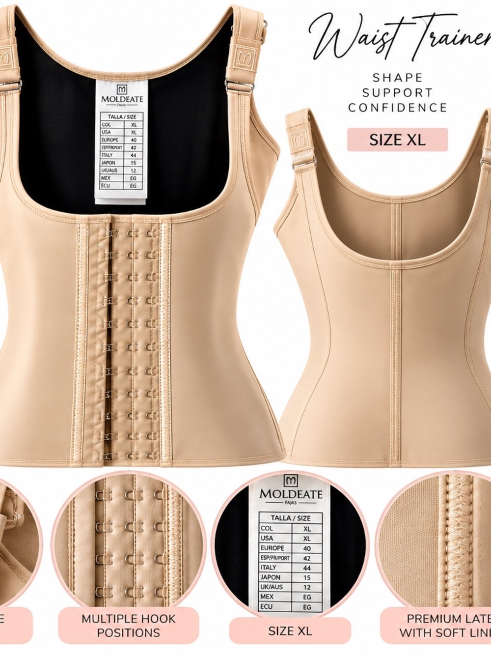 Nude Beige Waist Trainer Tank - Size XL